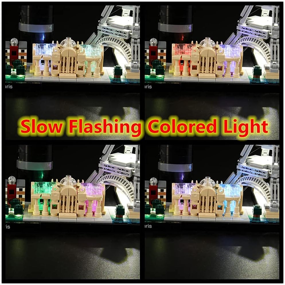 GEAMENT LED Light for (Architecture Paris with Eiffel Tower) Building Blocks Set - Compatible with LEGO 21044 Skyline Building Model (Model Set Not Included) image 4