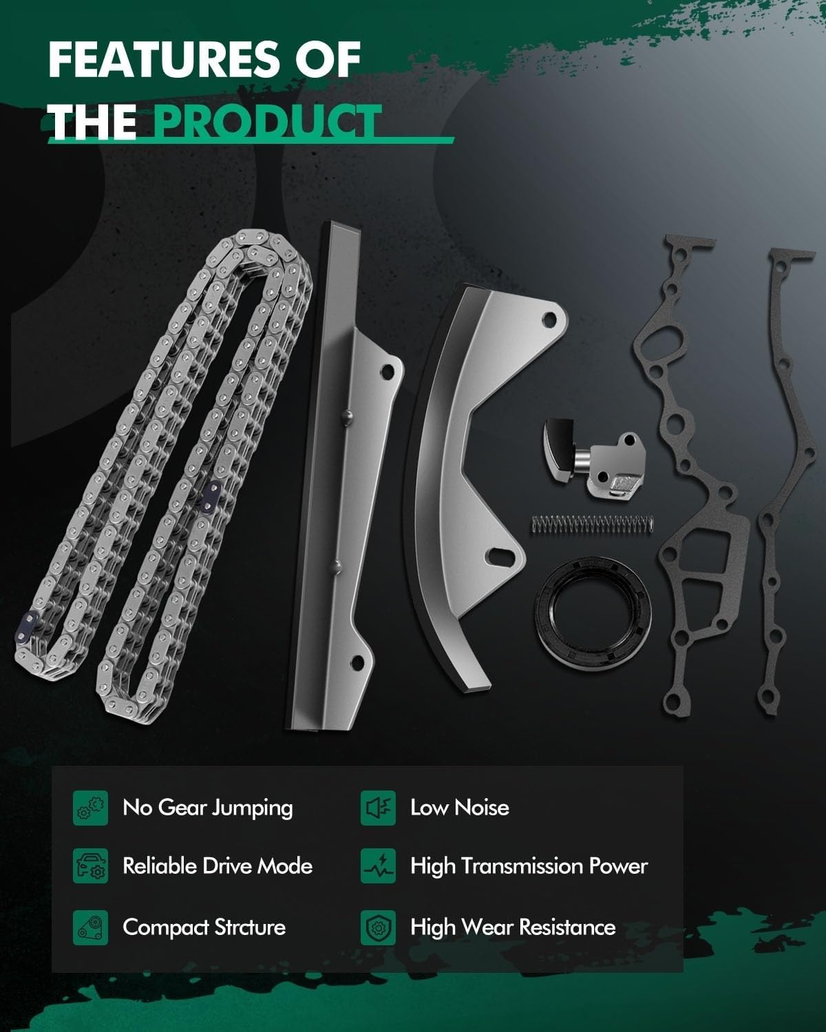 SCITOO TK3001 Engine Timing Chain Kit Replaces for Nissan D21 Pathfinder Van720 2.4L 1983-1988