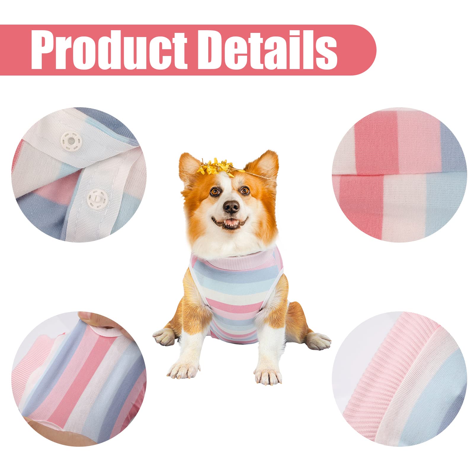 Tuta Post-operatoria Per Cani - Pigiama Traspirante Dopo Intervento Chirurgico, Ideale Per Cuccioli, Previene Leccate E Morsi Delle Ferite, Taglia S Colore Rosa - Foto 5