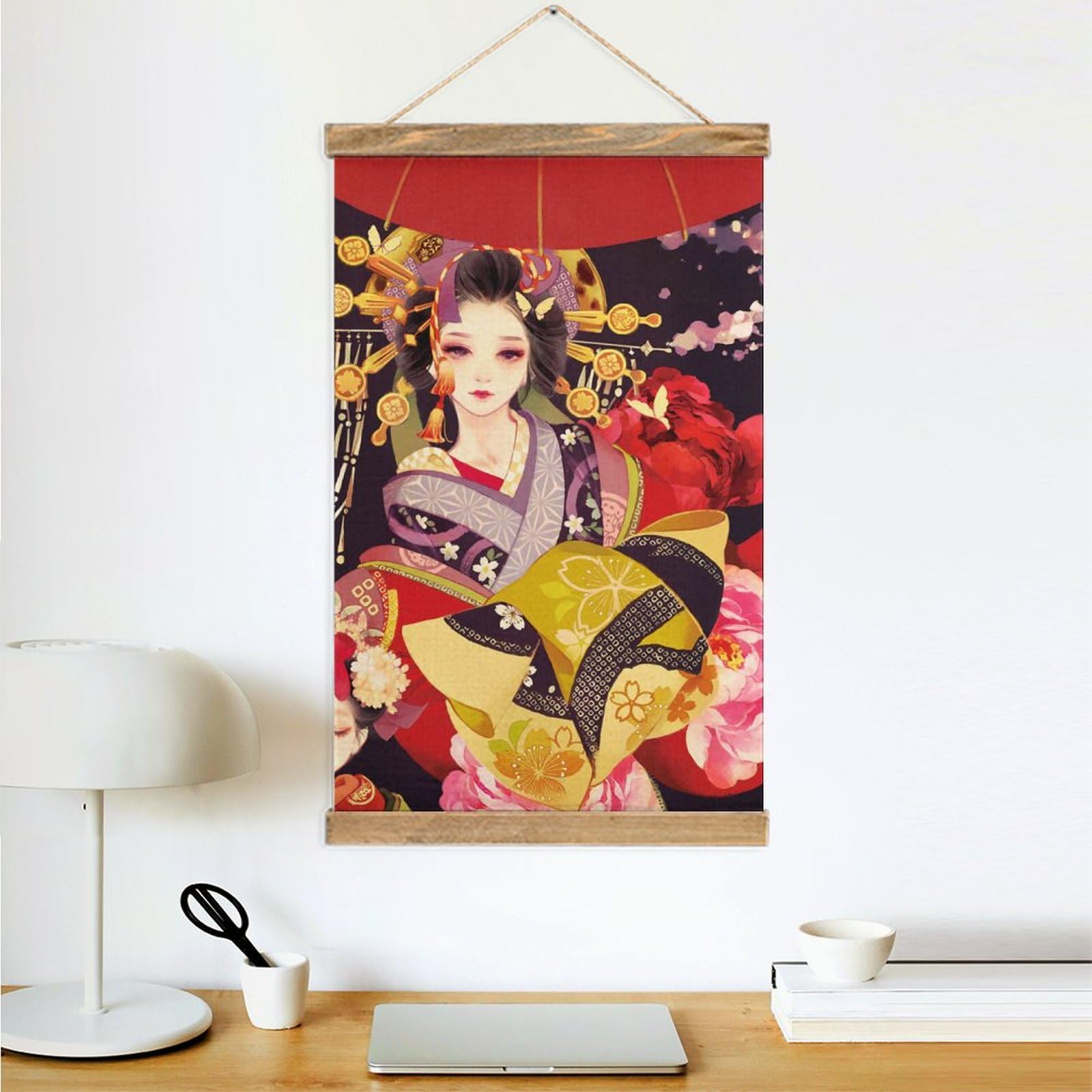 Amazon.co.jp: 掛ける絵 芸者 花魁 和風 タペストリー 掛け軸 ポスター