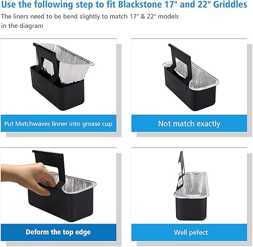 Miniatura 6 de Matchwaves Blackstone - Paquete de 20 forros para tazas de grasa, revestimiento de recogedor de grasa, bandeja de goteo de papel de aluminio para