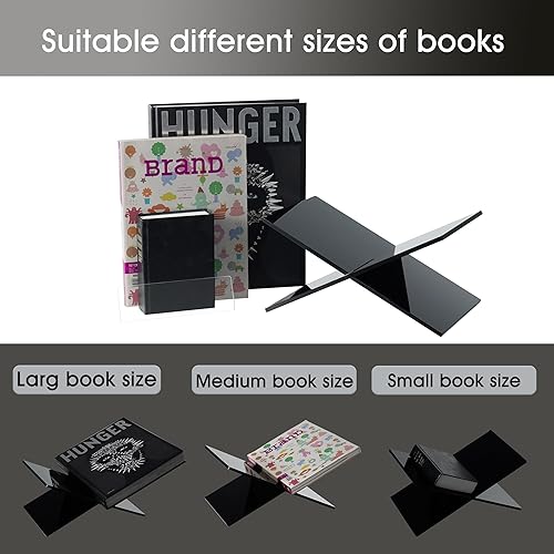 Miniatura 10 de Soporte para libros de acrílico transparente, soporte abierto de lectura transparente con pisapapeles, perfecto para libros de cocina, revistas y