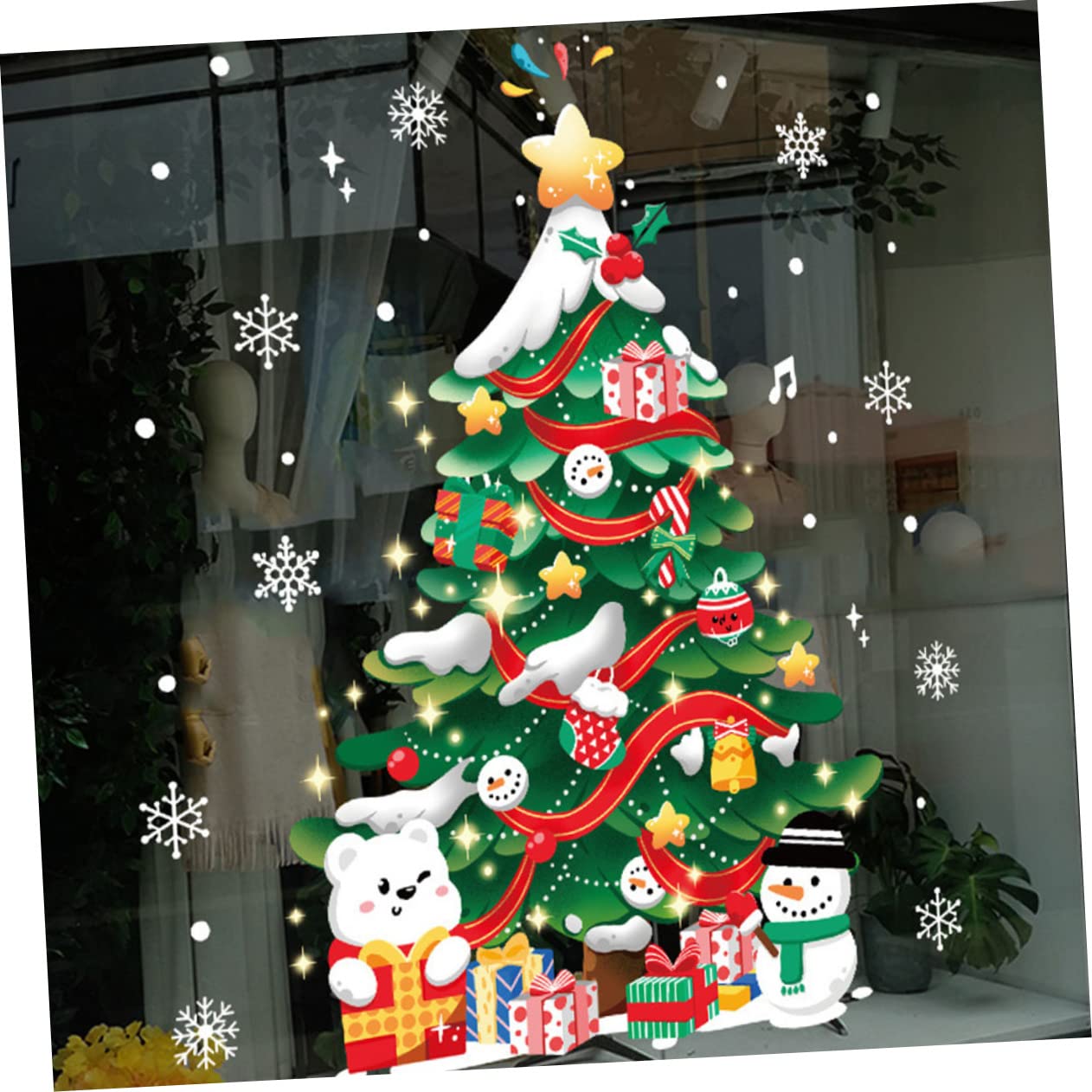 PRETYZOOM 5 Blätter Weihnachtsbaumaufkleber Winterfenster Aufkleber für die Weihnachtsvitrine weihnachts wanddeko weihnachtswanddeko schmücken Cartoon-Wandaufkleber Wandtattoo