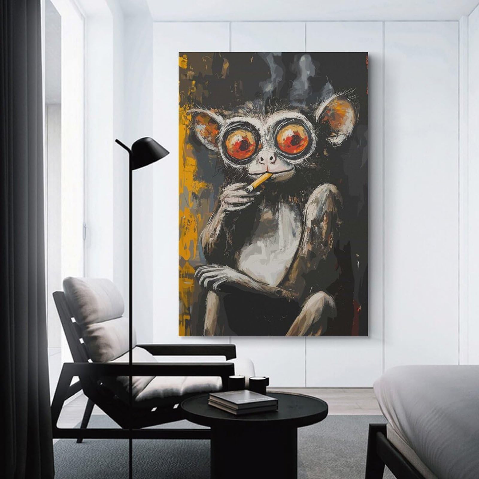Junmoney Unframe-Style-9 Smoking Monkey Room Decor Wall Art, 20X30inch(50X75cm), For Living Room, Bedroom, Office Or Hallway, Decorative Artwork With Broad Appeal