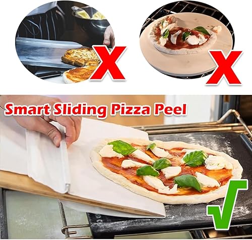 Miniatura 4 de Pala de pizza deslizante de cocina con asa, cáscara de pizza deslizante antiadherente, cáscara de pizza deslizante inteligente, cáscara de pizza que