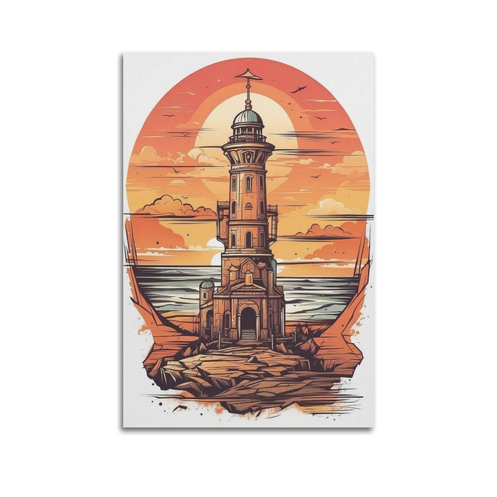 CXHJCA Lighthouse Poster Celestial Gateway Poster Decorative Painting Canvas Wall Posters And Art Picture Print Modern Family Bedroom Decor Posters 24x36inch(60x90cm)