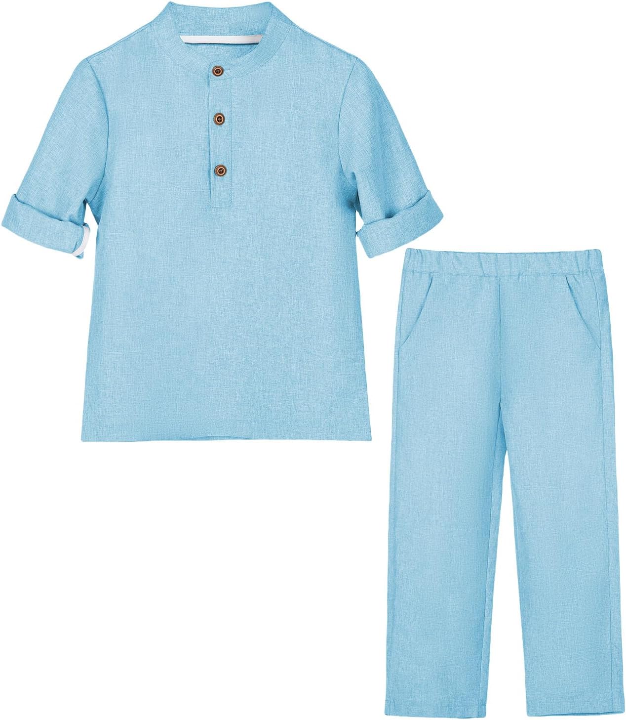 Boys 2 Piece Outfit Kids Summer Clothes for Teen Boy Button Down Shirt and Pants Set