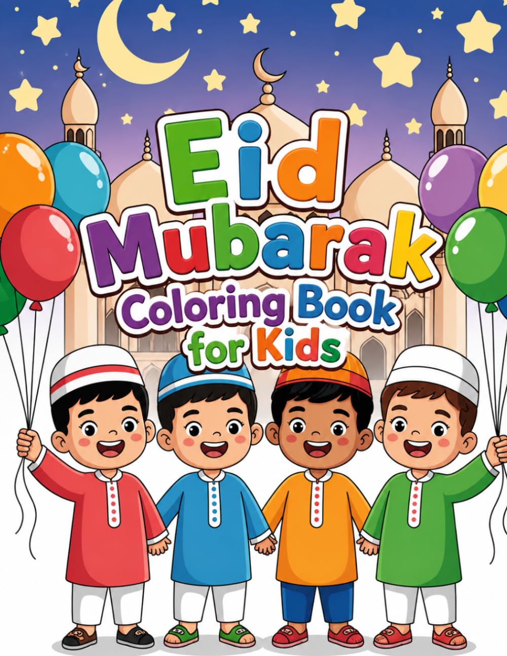 Eid Mubarak Coloring Book For Kids: Celebrate Eid with Cute and Happy Coloring Designs