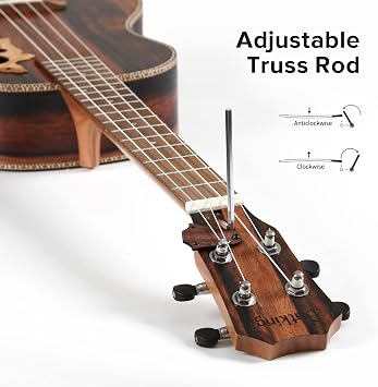 Backing Bariton Ukulele Left Hand, 30 All Blackwood Electric Ukulele Kit with Truss Rod with EQ with Gig Bag Bariton Ukulele, Left Hand