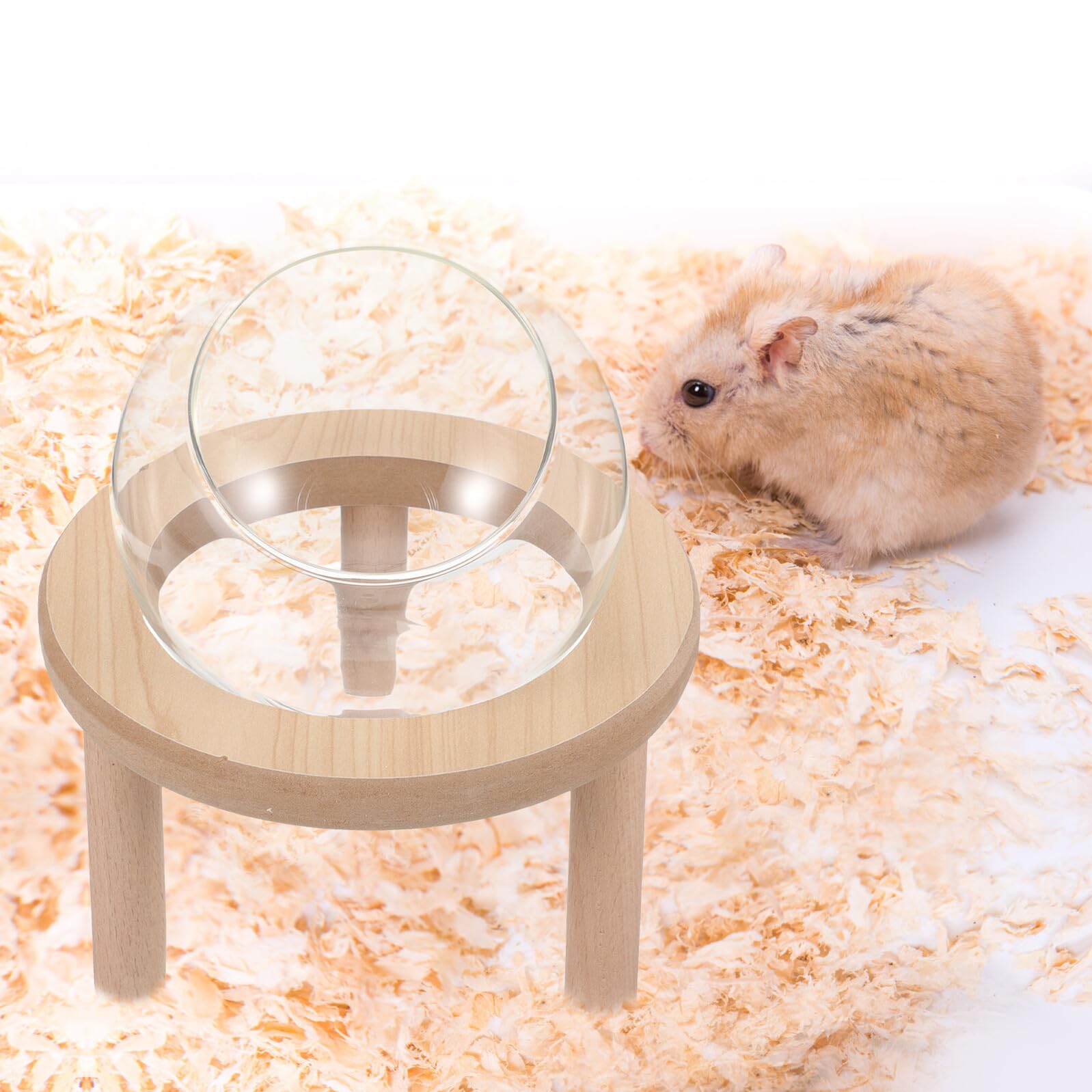 VALICLUD Käfig Hamsterbadewanne aus Glas mit Holzboden Leichte Sandbadewanne für Täglichen Gebrauch Glatte Oberfläche Zubehör für Kleintiere im Zuhause