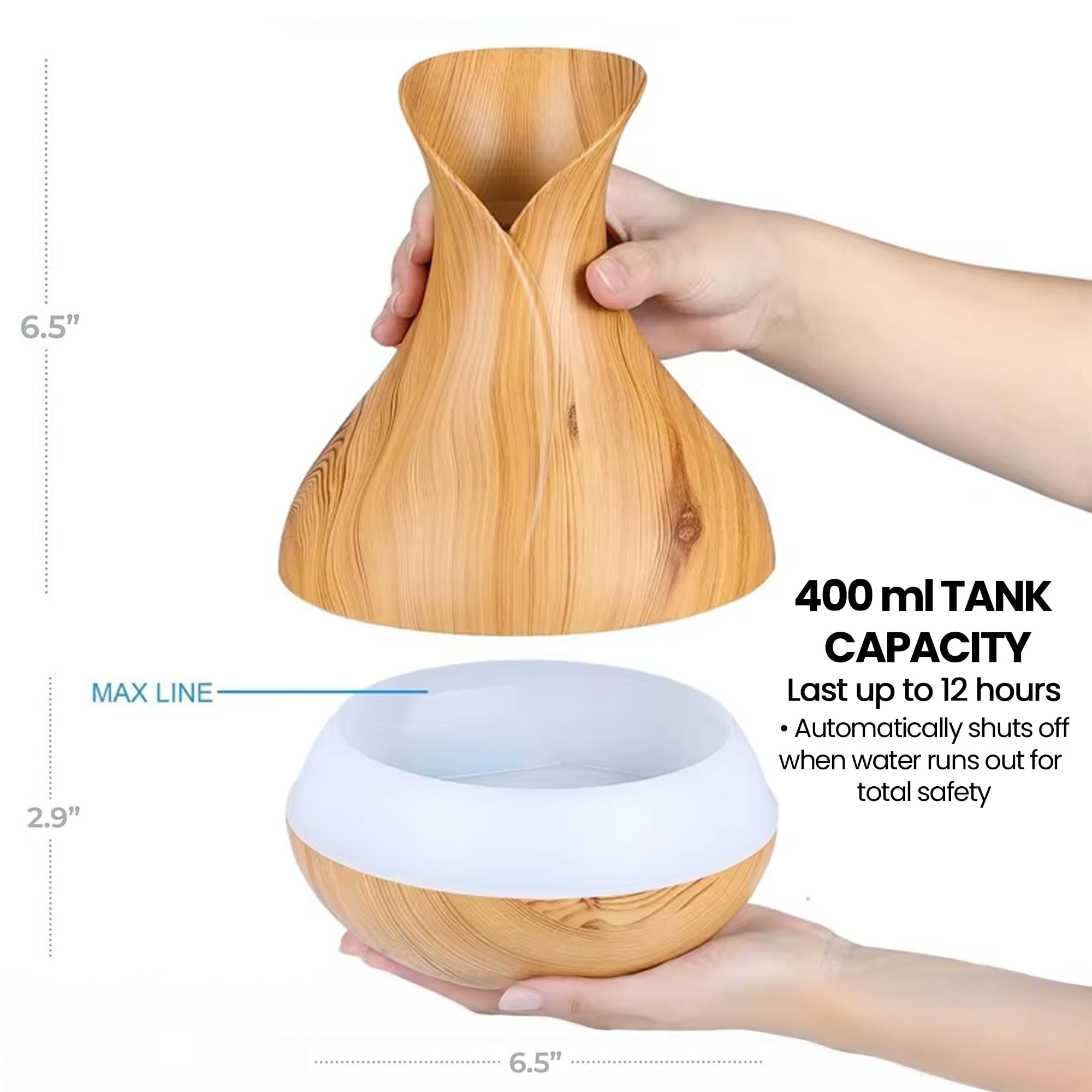 Sierra Modern Home Smart WiFi Humidifier - Aromatherapy Essential Oil Diffusers with App Control & Voice Control - Works with Alexa & Google Home - 400ml Ultrasonic Diffuser & Humidifier -: Light Brown