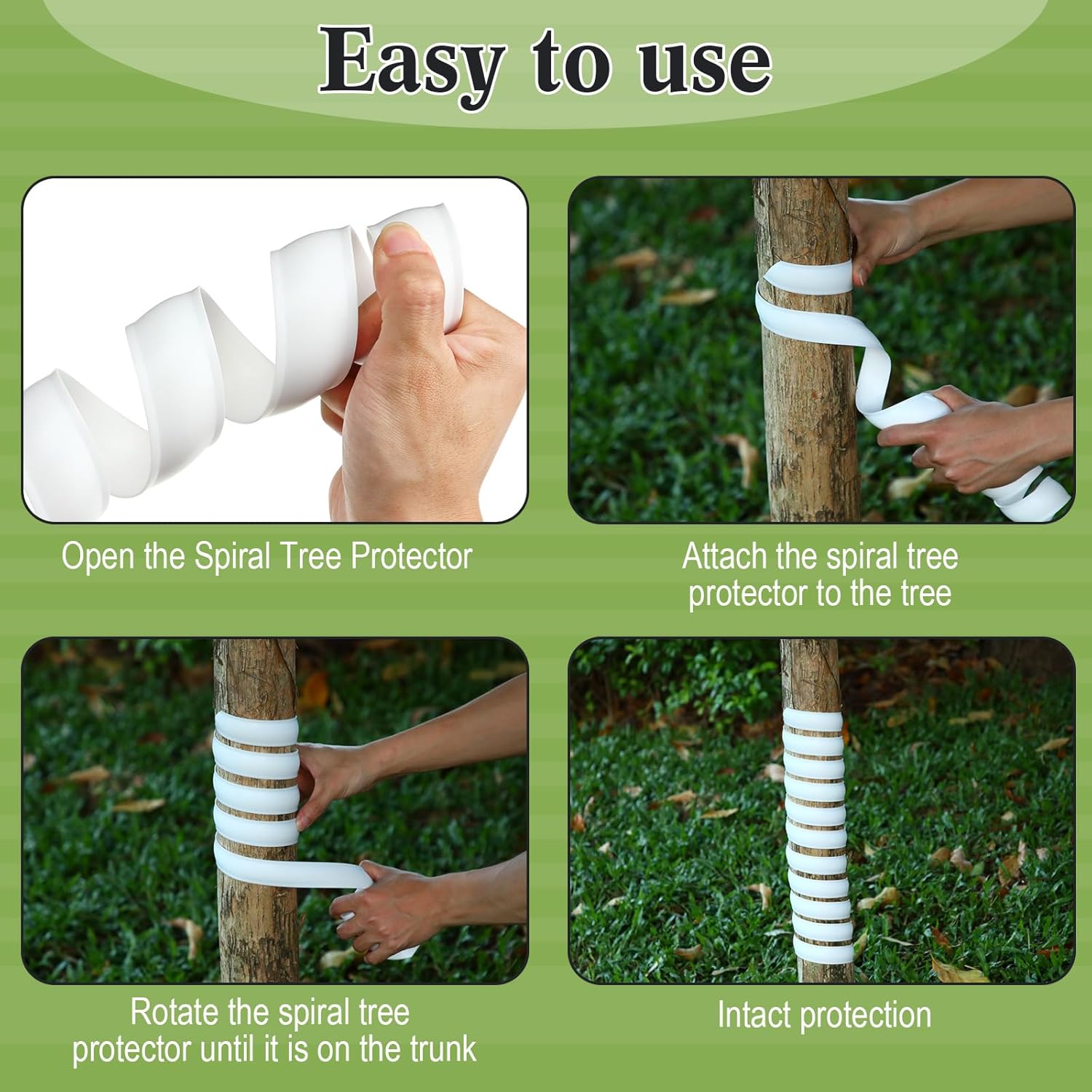 Wesiti 20 Pcs Tree Trunk Protector Plastic Spiral Trunk Tree Wrap Guard Bark Tube Protectors to Protect Bark Saplings from Deer Cats Rodents Rabbit Mowers (White)
