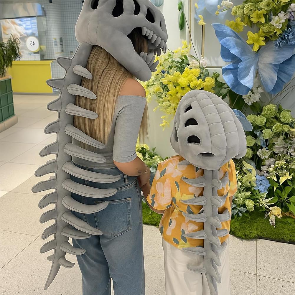 Genérico Dinosaur Skeleton Plush Costume, Dino Outmefit, 3D Skeleton Design,Halloween Fun Realistic Dinosaur Costume, Suitable for parties
