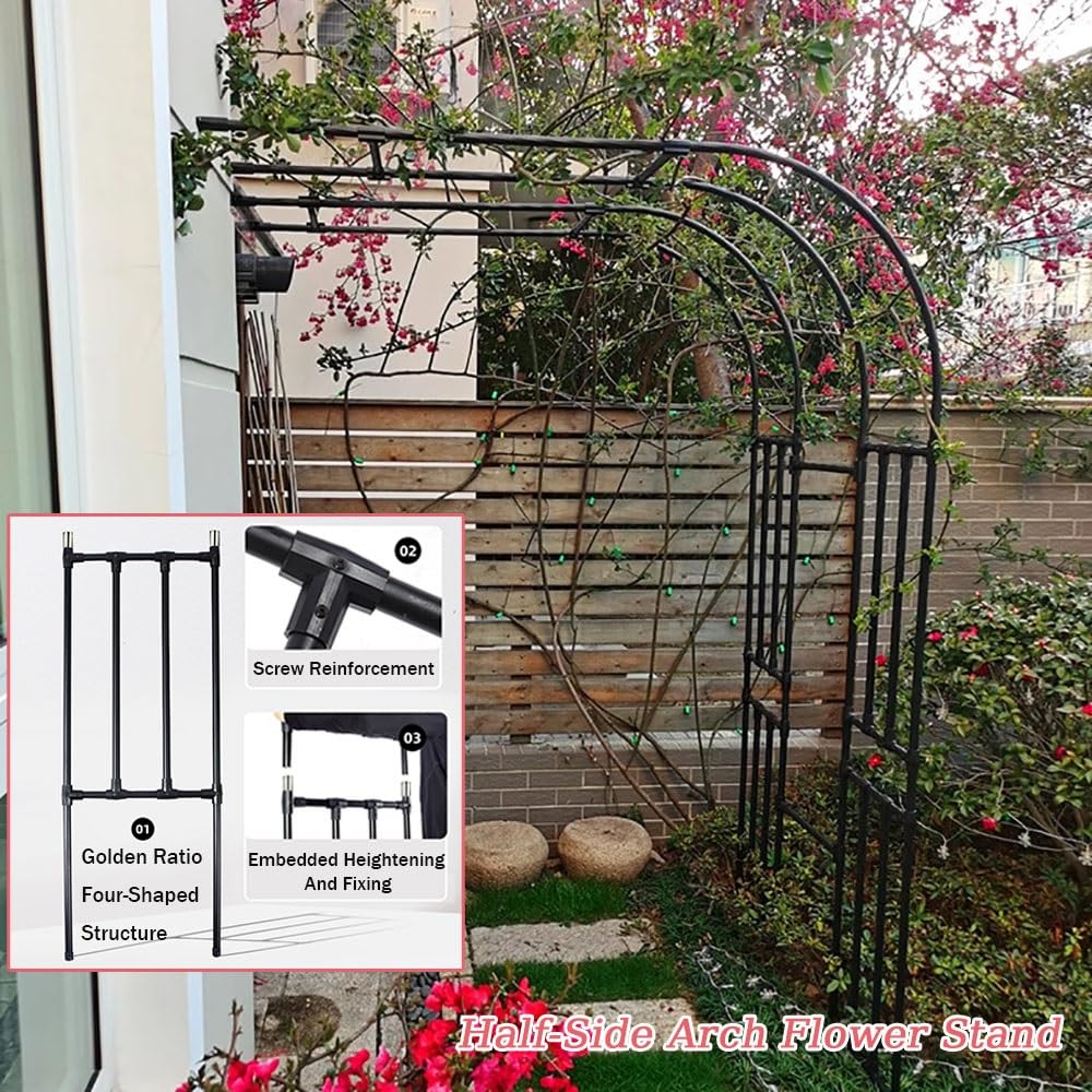 Metalowy łuk ogrodowy krata do roślin pnących na zewnątrz łukowa altana ślubna detive kratka ogrodowa na patio i Ln 300 x 240 cm