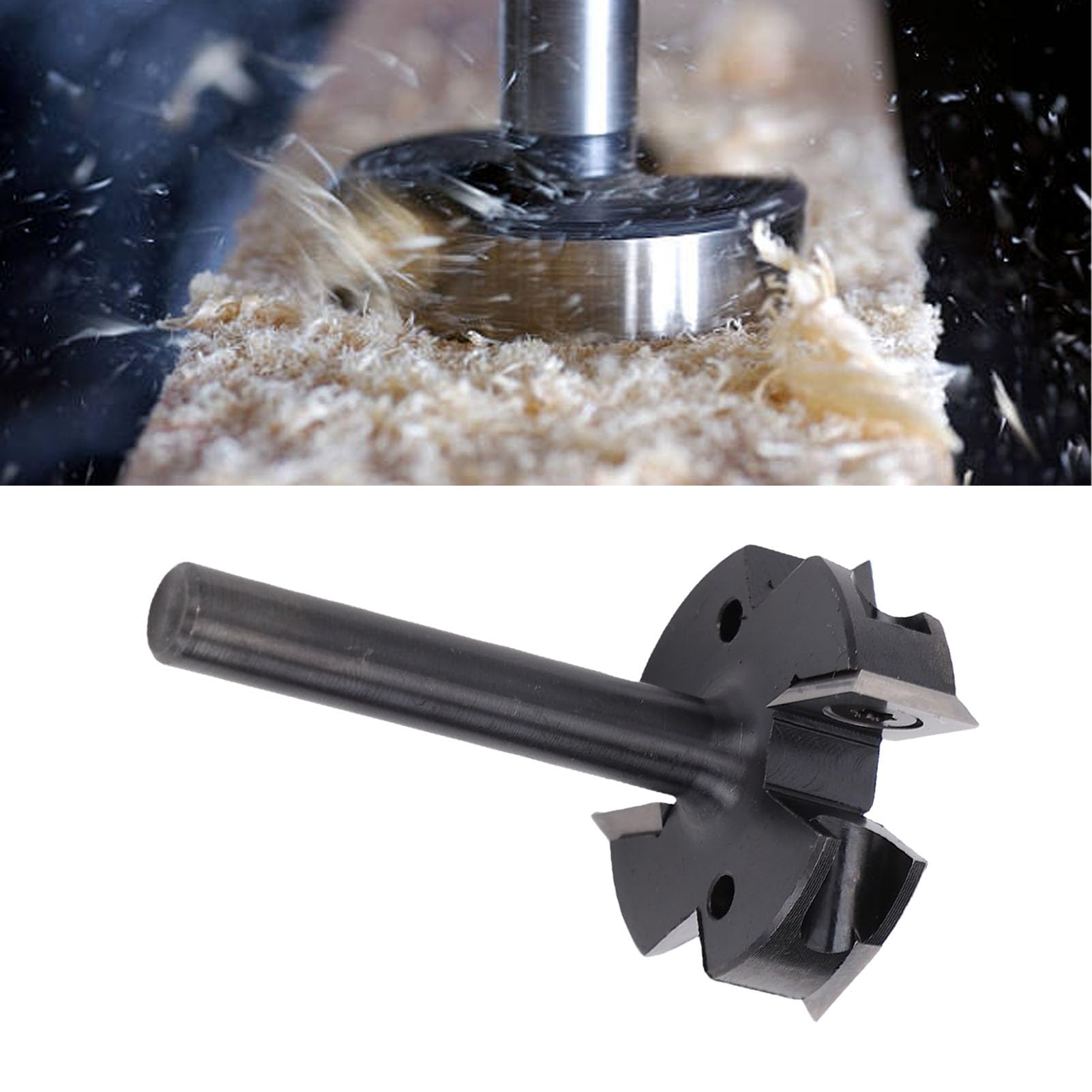 Punta per Fresatura per Appiattire Lastra, Diametro di Taglio da 1,5 Pollici, Gambo Tondo da 8 Mm, 4 Taglienti, Punta per Superficie CNC Spoilboard con Lame a Doppio Lato, per