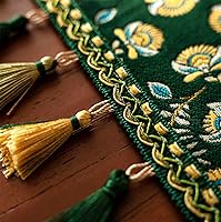 Vista 5 de 13×72 Inch Table Runner, Retro-Luxury Tassels Series for Kitchen Dining Table Holiday Decoration (Green Branch)