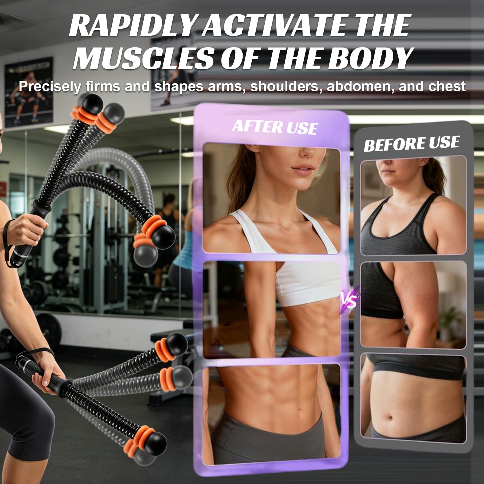 2 sztuki Ropeless Battle Rope bez liny z ciężarkami, ciche liny bojowe z antypoślizgowym uchwytem, HIIT trening całego ciała dla siły, wytrzymałości i spalania tłuszczu, domowa siłownia, fitness