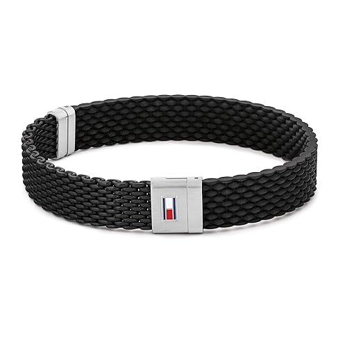 Tommy Hilfiger Jewelry Men's Silicone Bracelet in black or blue - Black