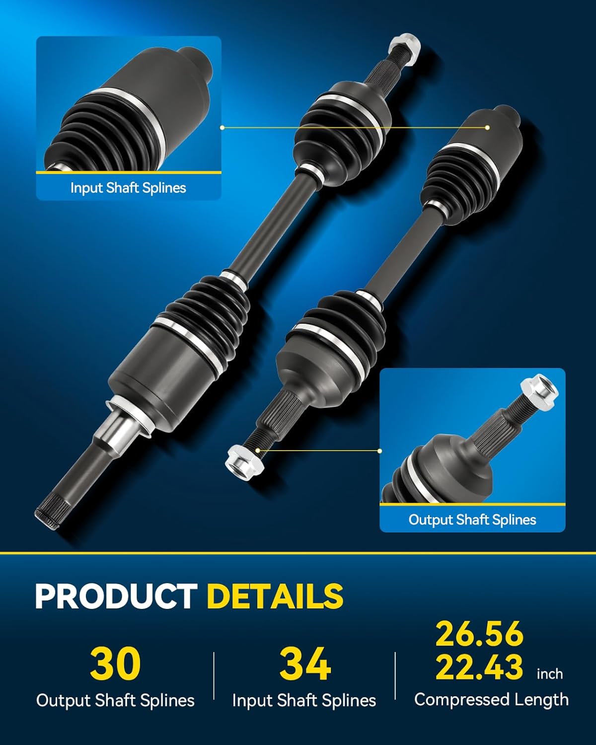 PHILTOP Front CV Axle Shaft Compatible with 2010-2015 Equinox 2.4L (2016 for 1st Design), 2011-2016 Terrain 2.4L (2016 for 1st Design) 2 PCS Axle Shaft