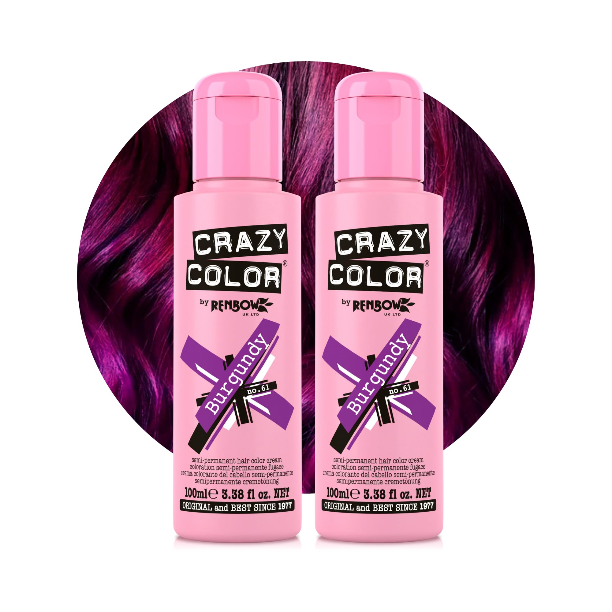 Crazy Color Burgundy Red Hair Dye Duo 200ml