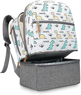 حقيبة ظهر للأمهات لتخزين الحفاضات متعددة الوظائف مقاومة للماء بسعة متوسطة وجيوب معزولة للحفاظ على الحرارة بتصميم أنيق ومتين مناسبة للأولاد والبنات