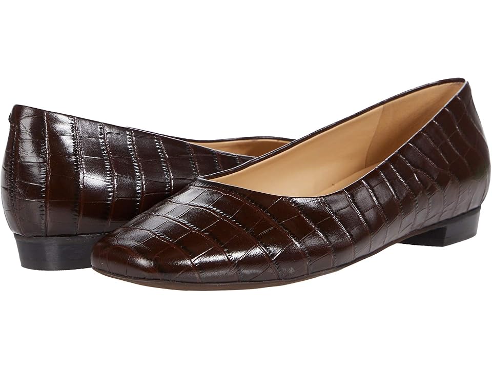 Trotters Honor (Dark Brown Croco Leather) Women's Shoes INTERNATIONAL SHIPPING