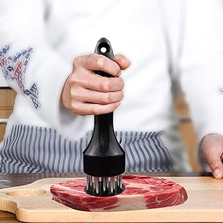 Meat Tenderizer with Stainless Steel Ultra Sharp Needle Blades Heavy Duty Cooking machine for Tenderizing Beef, Turkey, Chicken, Steak, Veal, Pork, Fish etc