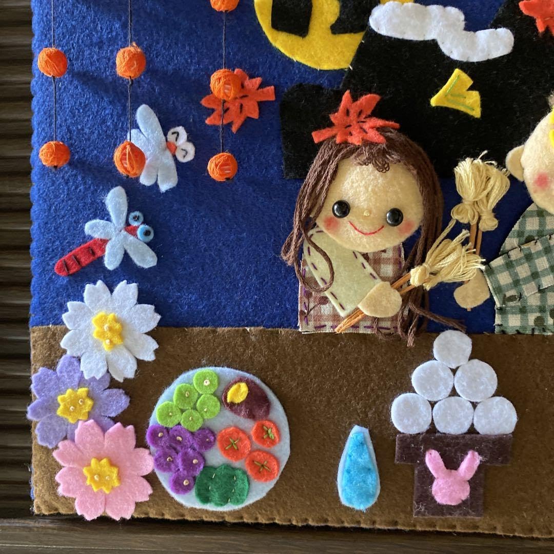 ＊かおりん＊ ☆ 掛軸☆ハンドメイド リース オーダー フェルト フェルトリース☆ 姫さまとお花のリース☆ ハンドメイド☆ 和風