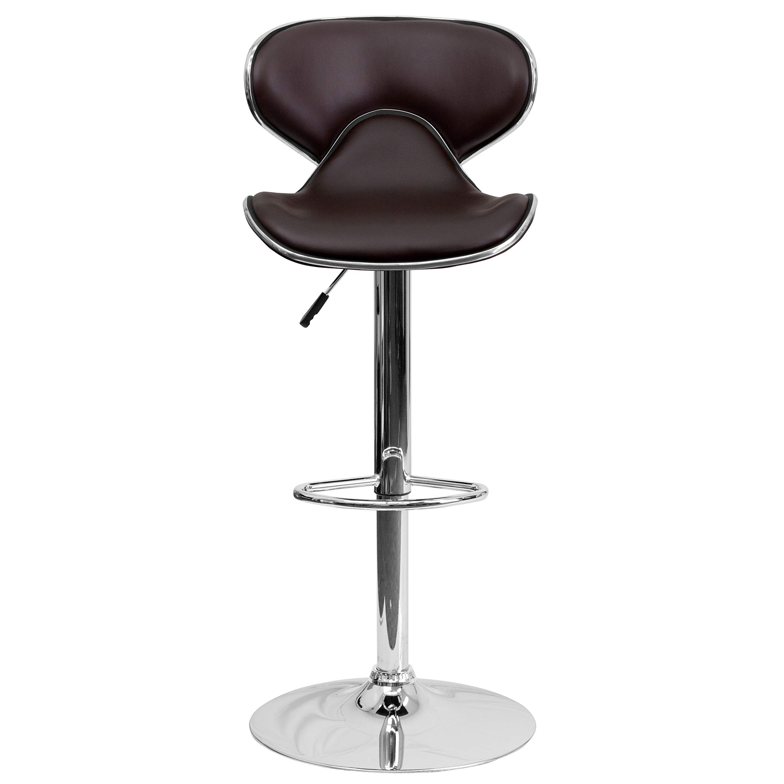 Flash Furniture Aidan - Set di 2 sgabelli da Bar in Vinile con Schienale Medio, Altezza Regolabile, con Base cromata