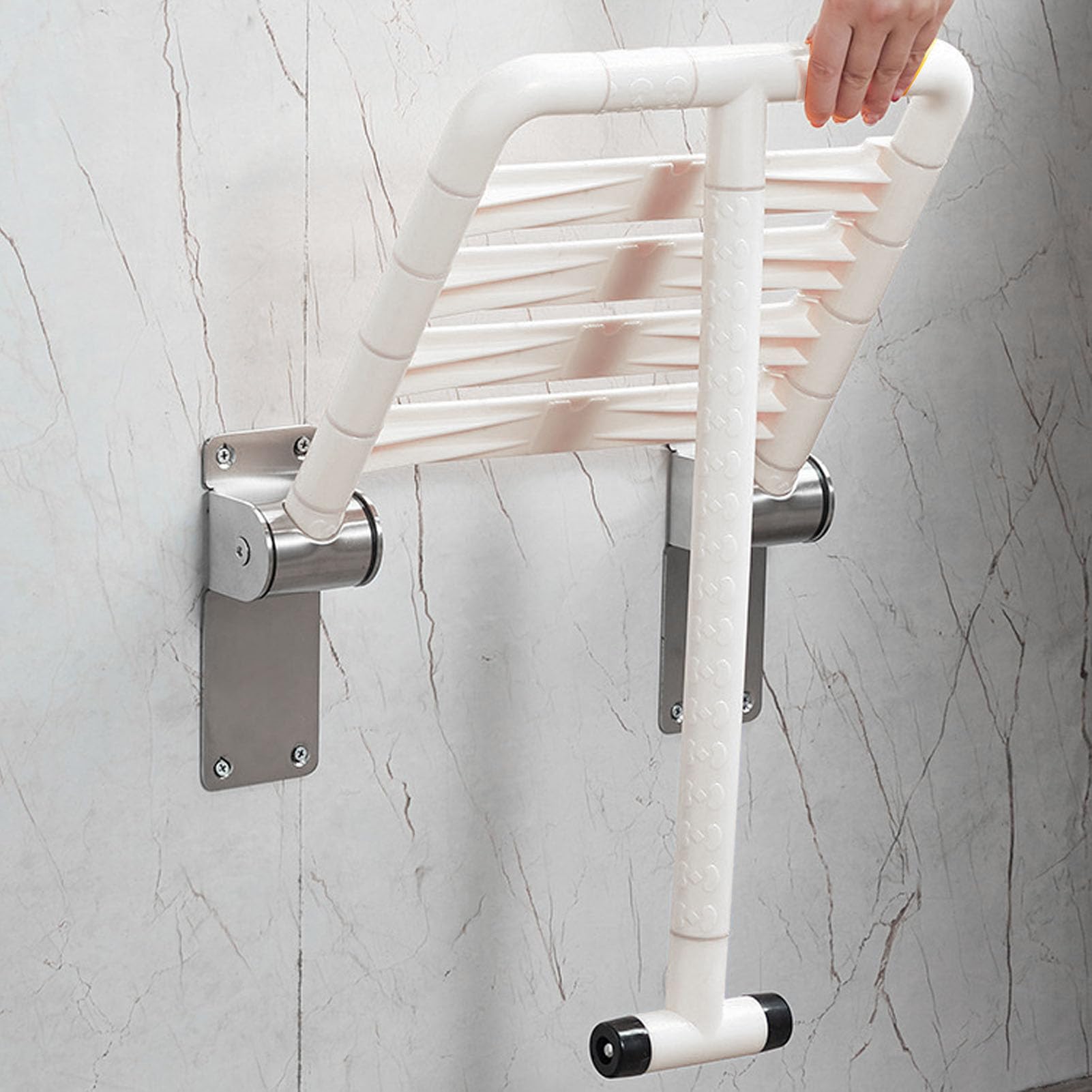 Generic Asiento de Ducha Plegable Diseño Compacto Banco de Ducha Multifuncional Impermeable Montado en la Pared para Baños Pequeños Acero Inoxidable 15.59x14.96x18.50in