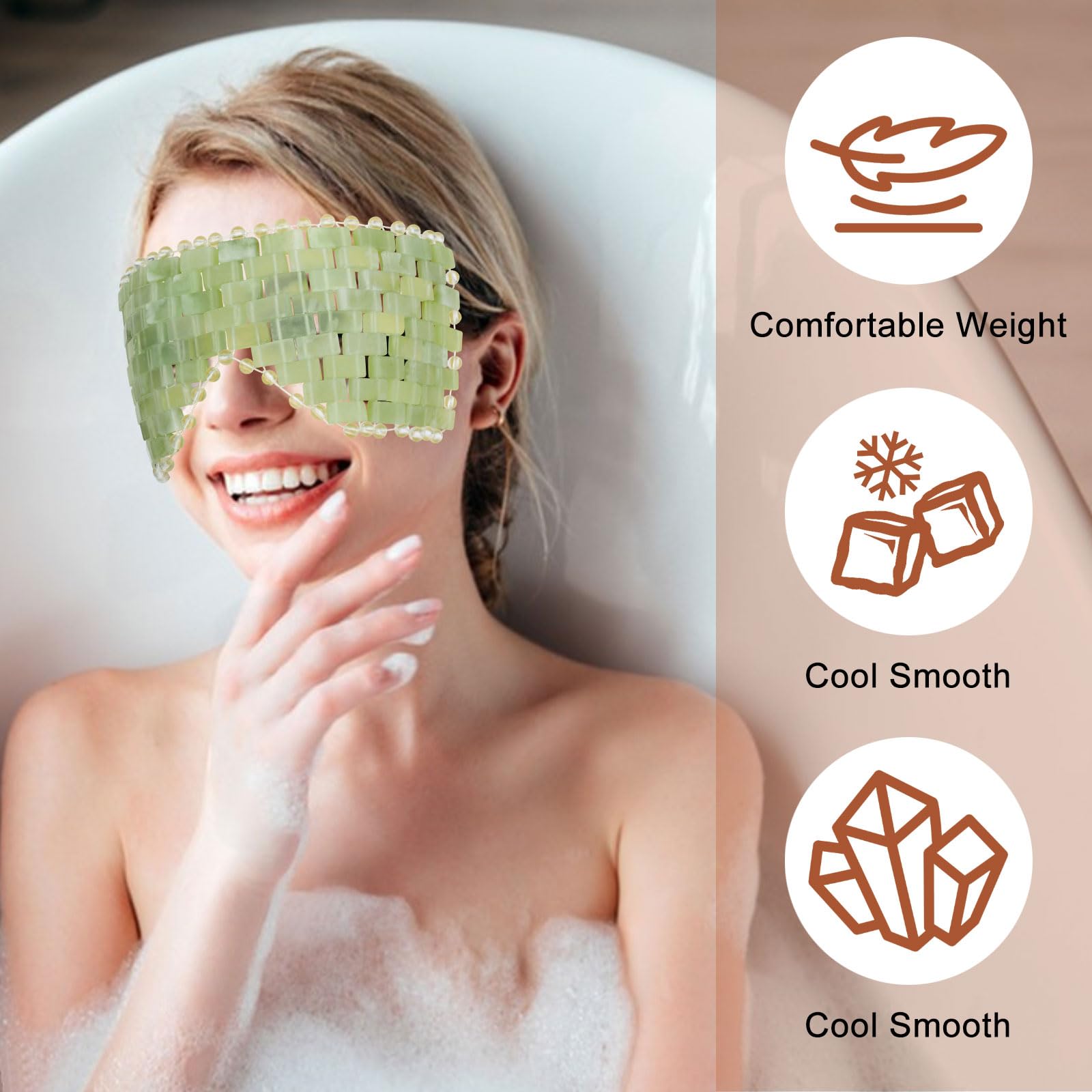 Ice Globes for Face & Eyes 2Pcs Jade Eye Mask & 5 Pieces Facial Fan Mask Brush