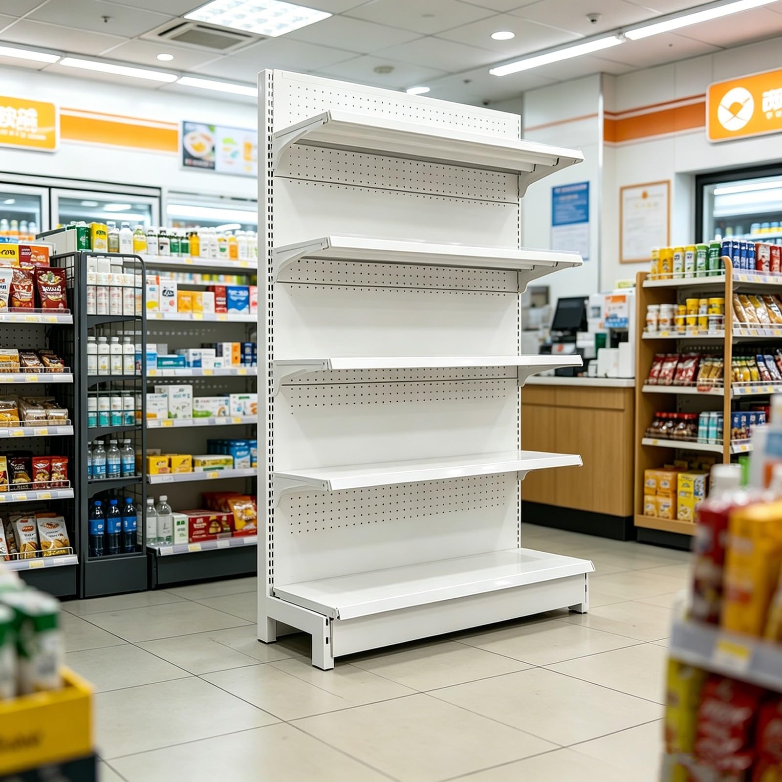 Gondelregal, robuste metallene Verkaufsregale mit verstellbaren Ebenen, modulares Ladenregal für Supermarkt, Lebensmittelgeschäft und Einzelhandel(Main,120 * 43 * 165cm/47 * 17 * 65in)