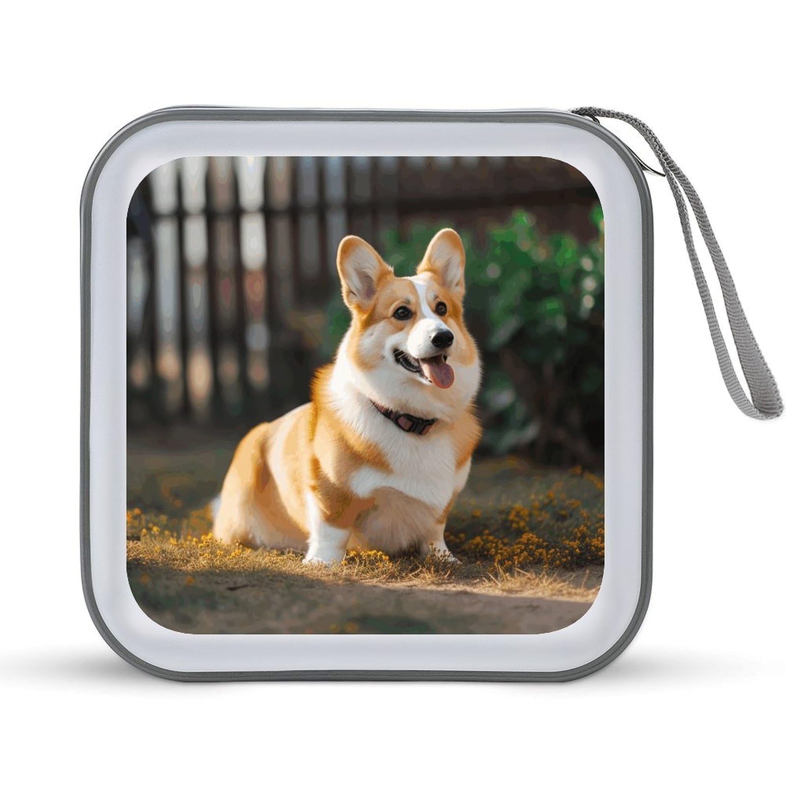 JTREHY - 40 Sheets Capacity Storage Case, Portable Zipper CD Case for Dog, Corgi, Large Capacity CD DVD Holder for Car, Home, Office, Game Disc, Music