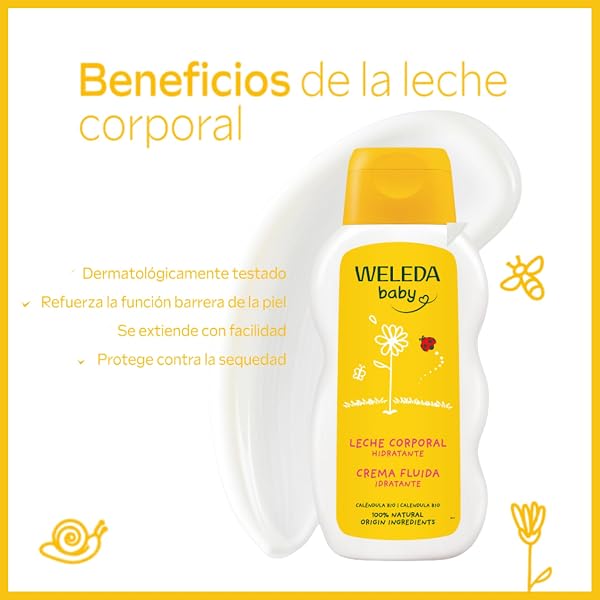 Weleda - Leche Corporal de Caléndula para Bebé, Hidrata, Nutre, Calma y Protege, Apto para Pieles Sensibles - 200 ml - 4