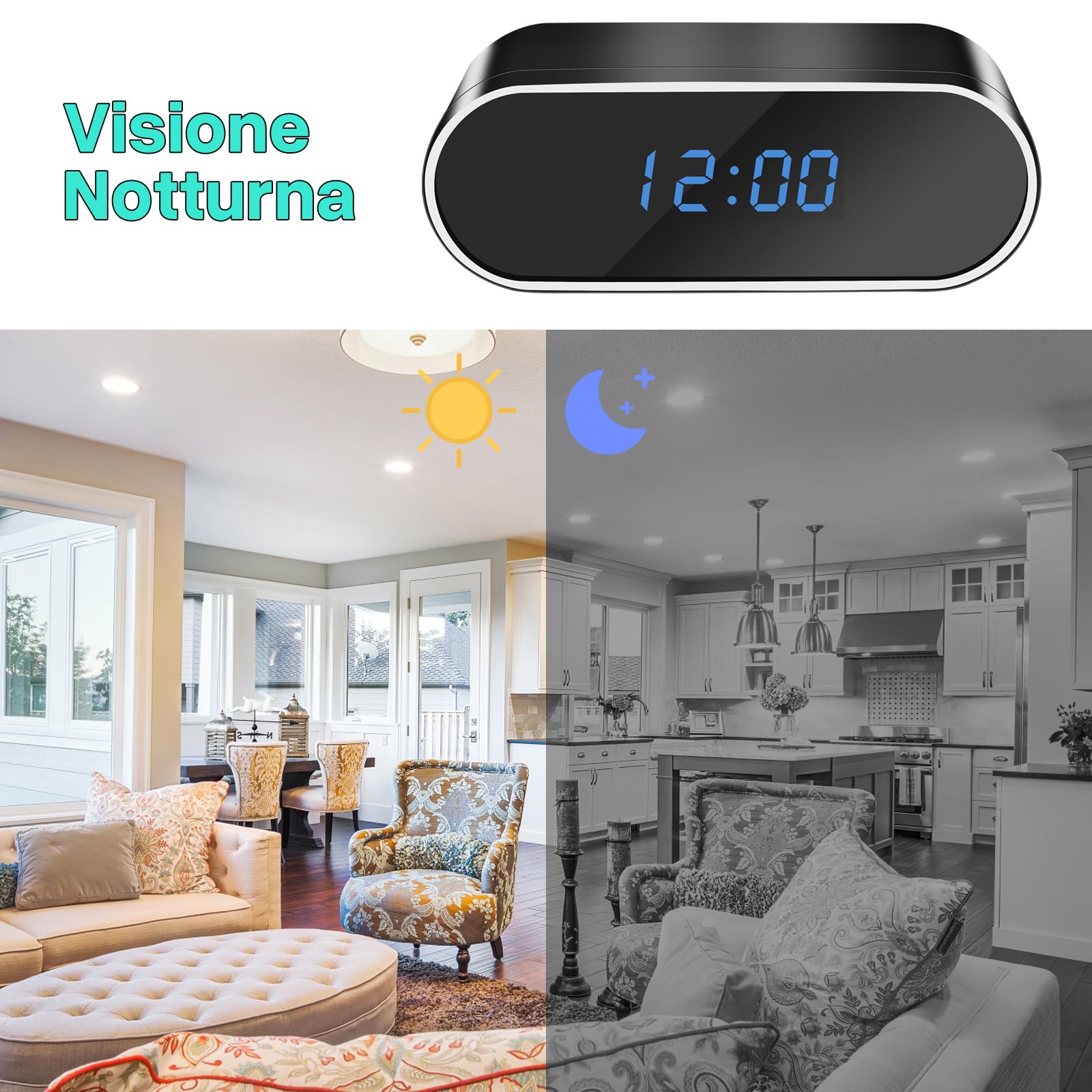 Orologio Telecamera Spy HD 1080P, Microcamera Nascosta Camuffata per Interni, Mini Telecamera Spia WiFi 2.4/5G Visione Notturna, Movimento Rilevamento, 135° Grandangolo Ottima per Casa/Ufficio