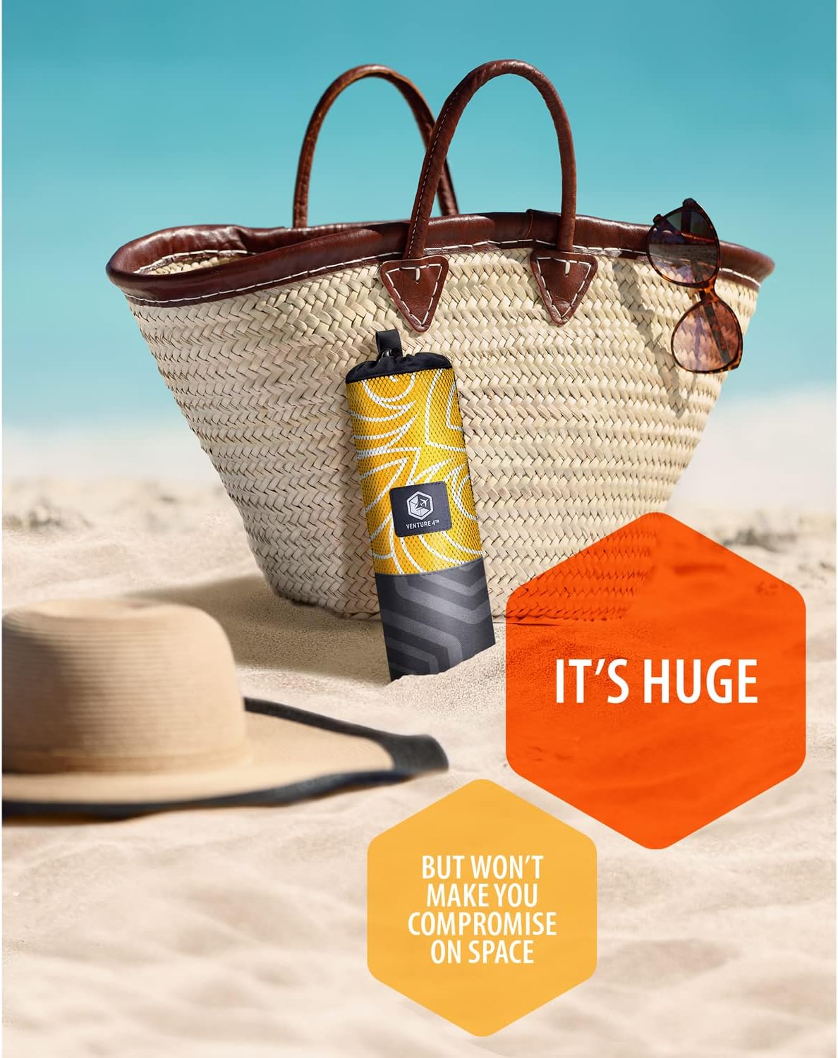 VENTURE 4TH Microfiber Beach Towel: Quick-Dry, Compact, Sand-Free, Absorbent, Sandproof and Lightweight - Perfect for Camping, Beach, and Roadtrips (Orange Mandala Design | 35x78 inches) - Image 4