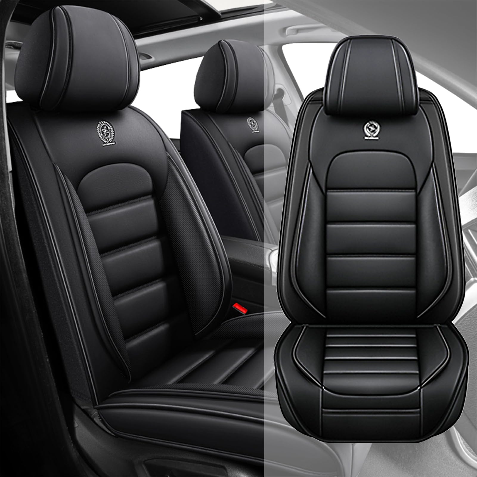 Fit for 95% of Cars SUVs Seat Covers,Car Seat Cover Protector,Waterproof Front Car Seat Covers(Standard-Black)