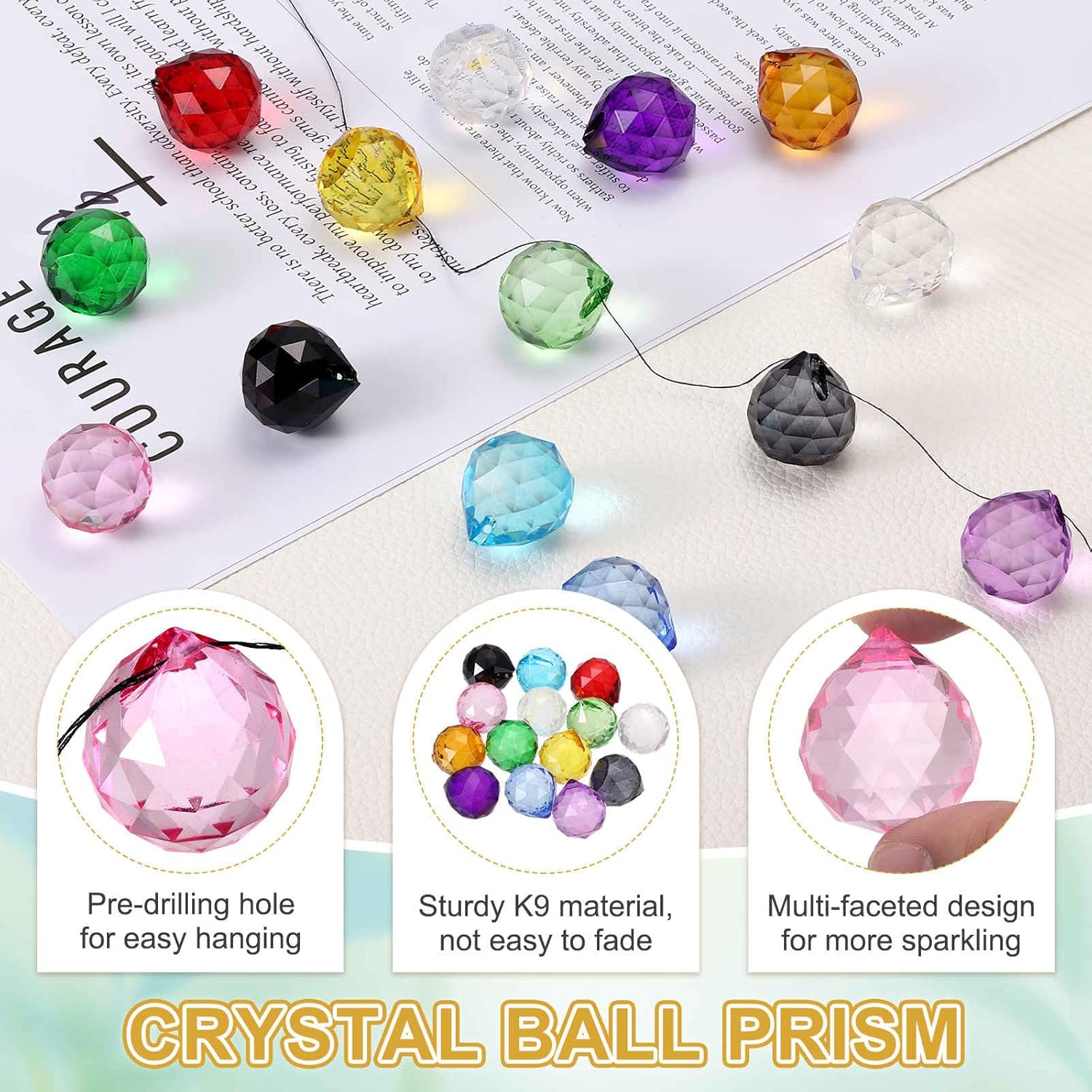 MECCANIXITY 20Pack Crystal Ball Prism, 30mm/1.2" Decorative Ball Sun Shine Catcher Suncatcher Beads for Chandelier Window Wedding Decoration Home Decor, Pink