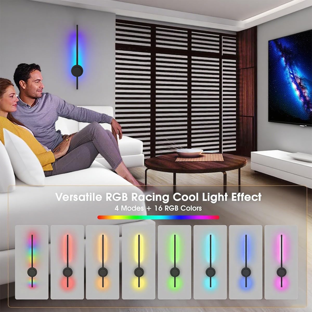 2 Stück Akku Wandleuchte 16 Farben RGB Dimmbar Wandlampe USB-C Wiederaufladbar 5000mAh Abnehmbare Batterie 70CM Nachttischlampe mit Fernbedienung Touch Control Wandlicht für Schlafzimmer Wohnzimmer