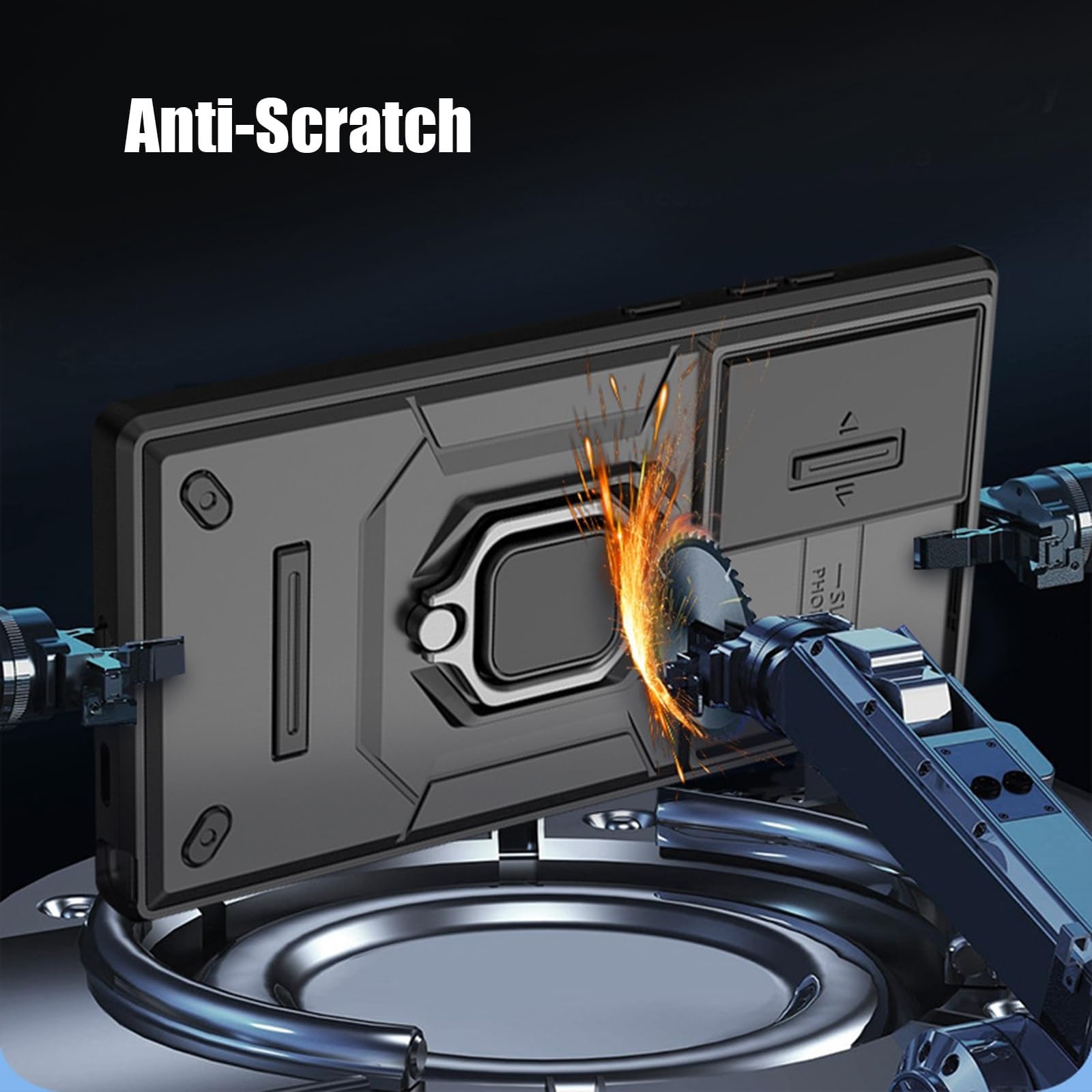 Etui do Samsung Galaxy S25 Ultra/S25 Plus/S25, powłoka ochronna na przesuwne soczewki, uchwyt magnetyczny, odporne na wstrząsy, pierścień na palec, antypoślizgowe etui (niebieskie, S25 Plus)