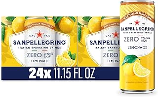 Sanpellegrino Zero Grams Added Sugar Italian Sparkling Drinks Lemonade, Sparkling Lemon Beverage, 24 Pack of 11.15 Fl Oz Cans
