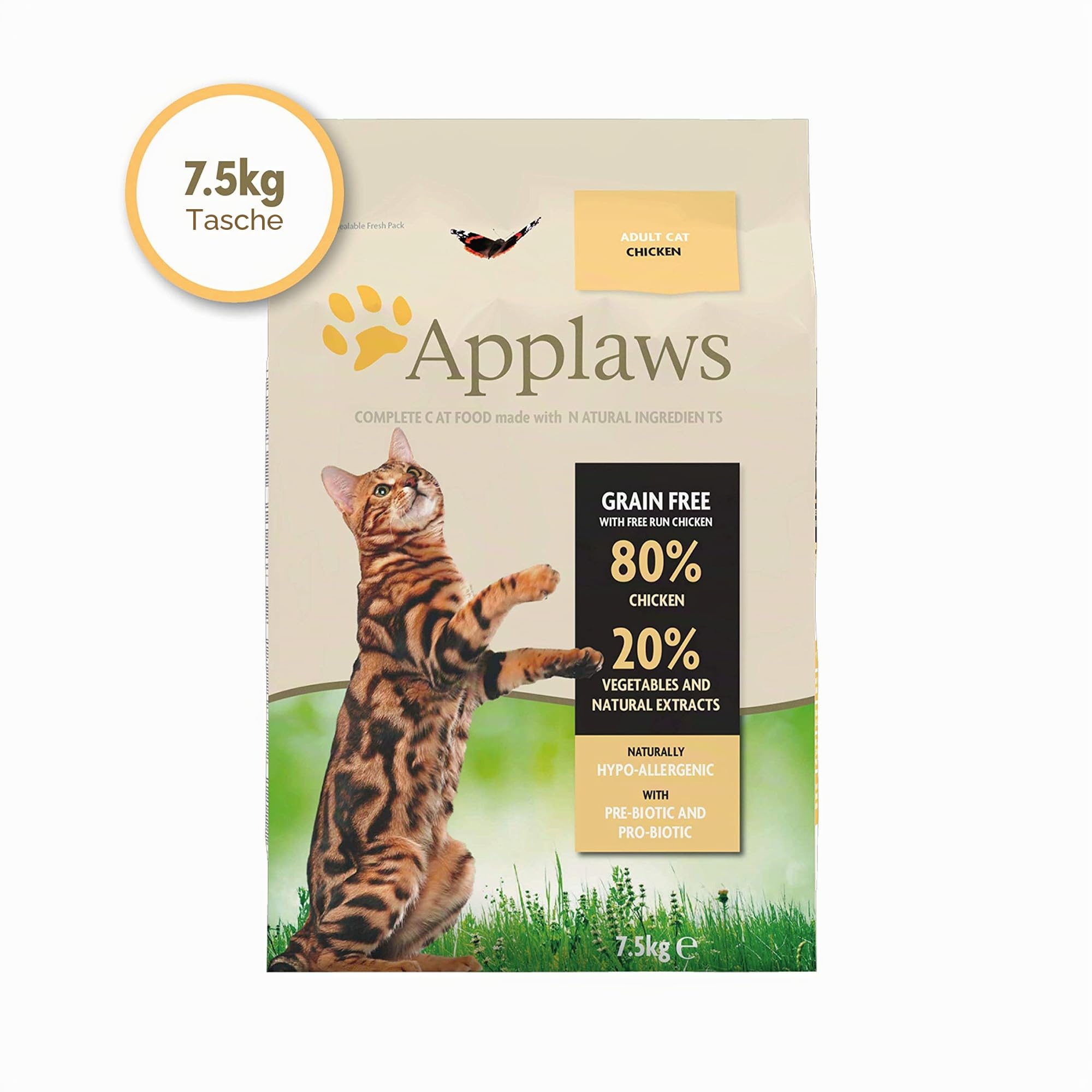 Applaws Katzentrockenfutter mit Hühnchen, 1er Pack (1 x 7.5 kg Packung) & Complete Dry Food, Adult Cat, Grain Free Chicken with Extra Duck, 7.5kg (Pack of 1)