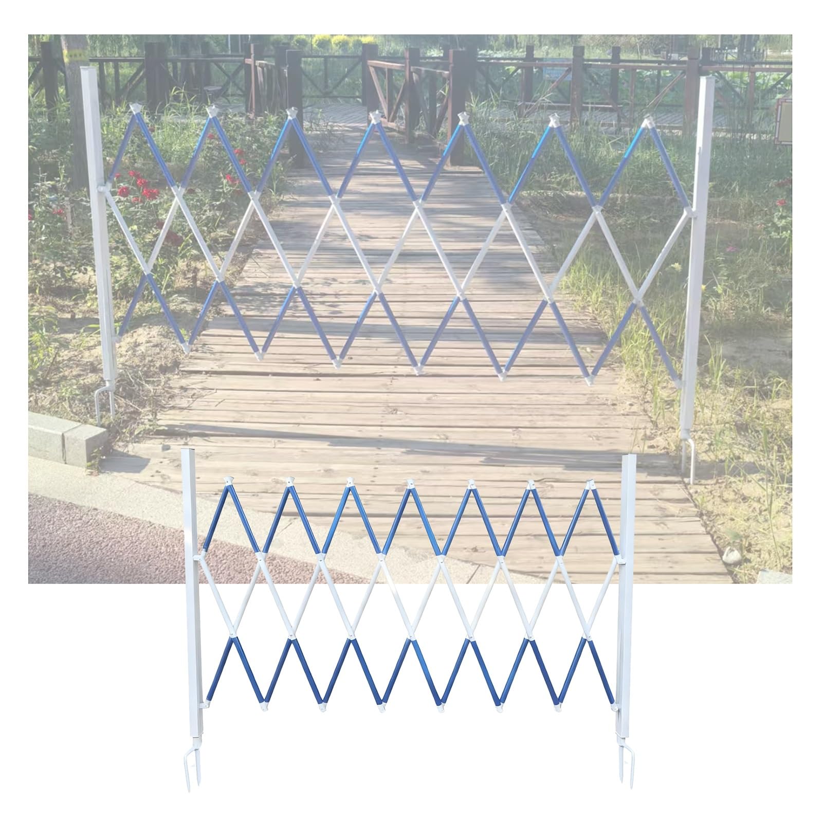 YNIYUJKL Expandable Metal Folding Barricade Gate Retractable Scissor Security Door Temporary Garden Fence Groundmounted Portable Barrier,Blue-80x200cm/31.5x78.7in