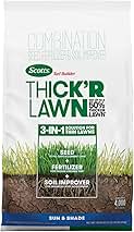 Scotts Turf Builder Thick'R Lawn Sun and Shade, Combination Seed, Fertilizer and Soil Improver, Thickens Thin Grass, 40 lbs.