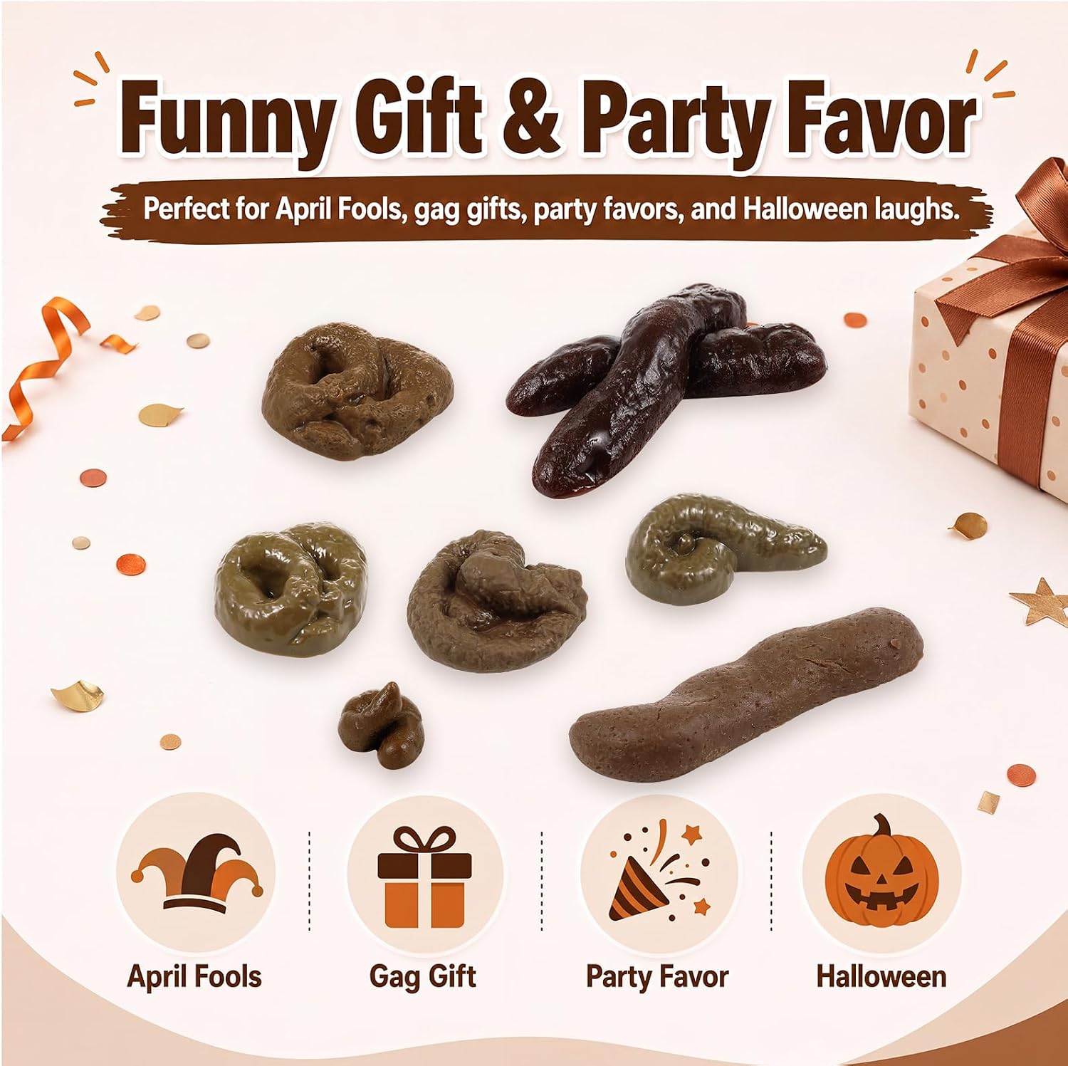 Chivao 7 Pcs Fake Poo Realistic Fake Turd Prank Poo Toy Gag, Novel, Normal image 4