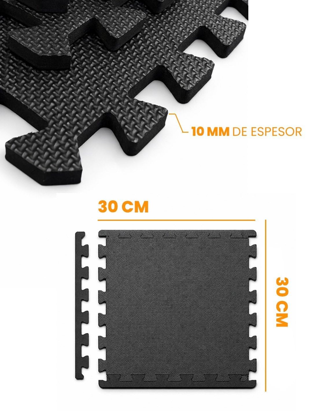 JARDIN202 - Esterilla Puzzle para Suelos de Gimnasio y Fitness | Protección de Goma Espuma, Tatami Puzzle Expandible 30x30cm (10mm)