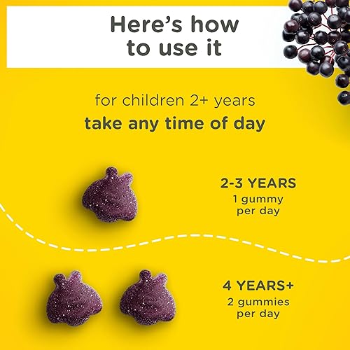 Miniatura 3 de ZarbeeS Gomitas de saúco para niños apoyo inmunológico con Vit C y zinc gomitas de vitaminas diarias para niños sabor a bayas naturales 42 unidades