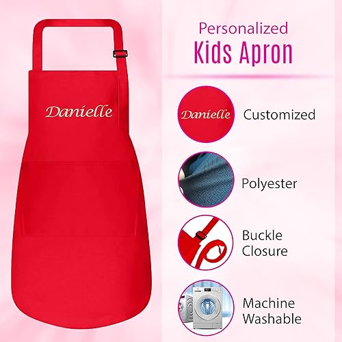 Miniatura 30 de Juego de delantal personalizado y sombrero de chef, bonito disfraz de chef para niños, delantales con bolsillos para cocinar, pintar, fiestas Negro