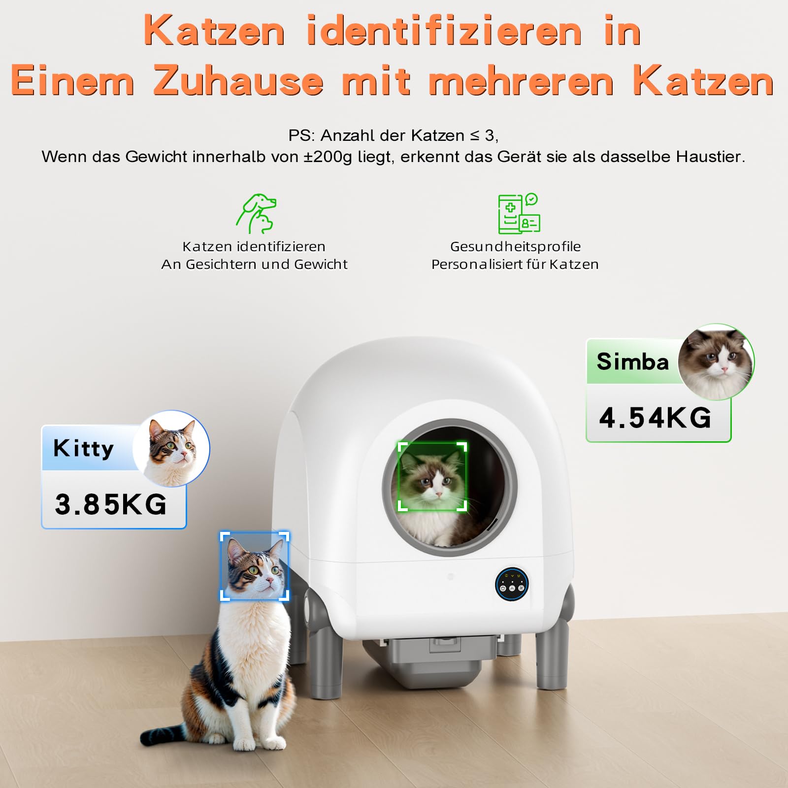 Vxacen Katzenklo Selbstreinigend, 72L Selbstreinigende Katzentoilette App-Steuerung Katzentoilette Selbstreinigend Geruchsfreie Elektrisches Katzenklo für Mehrere Katzen