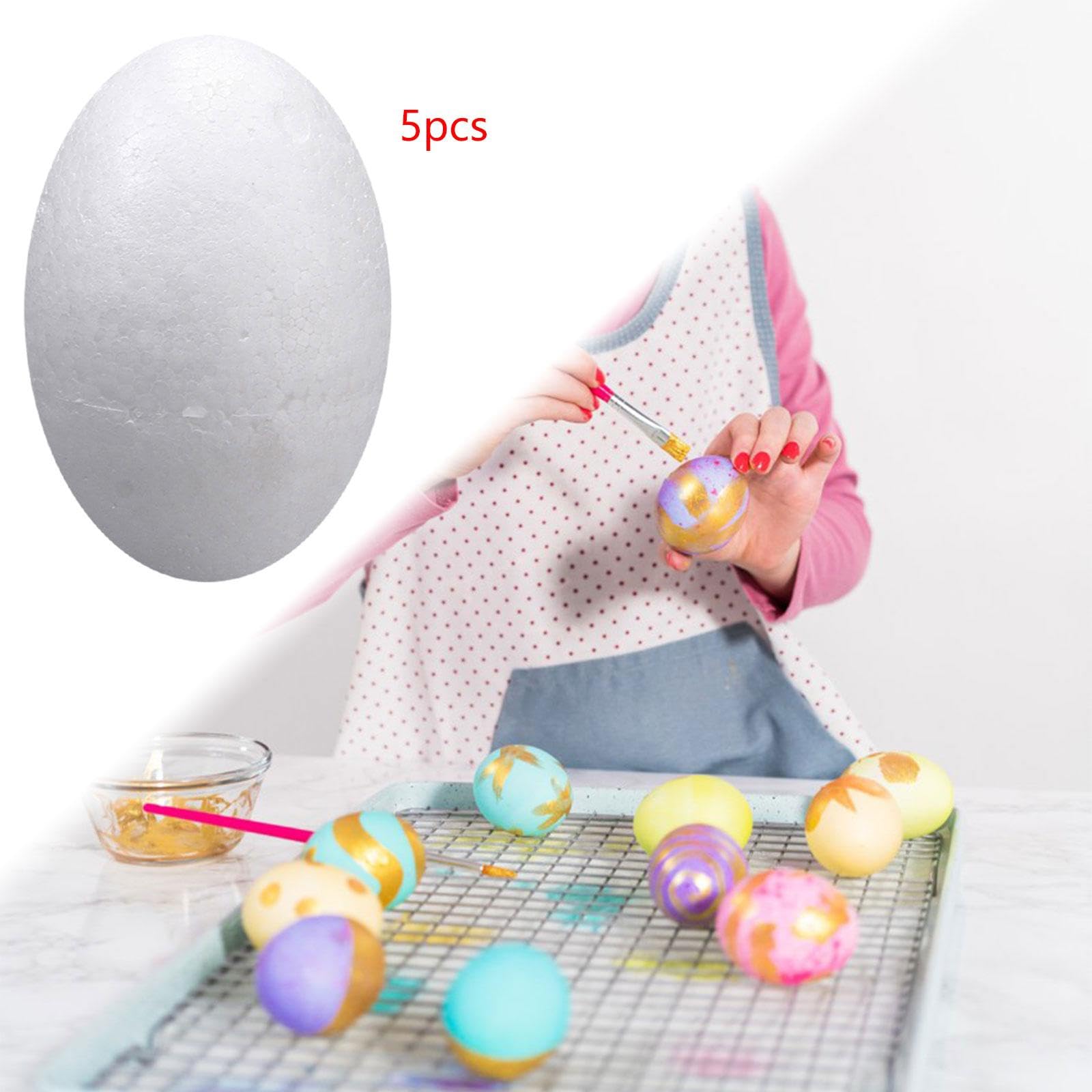Generic Uova di Polistirolo Espanso, Uova Bianche Non Verniciate, Decorazioni Finte, Uova di Pasqua per Fai Da Te, Decorazioni Fatte a Mano per L'asilo, 5 Pezzi Da 25 Cm